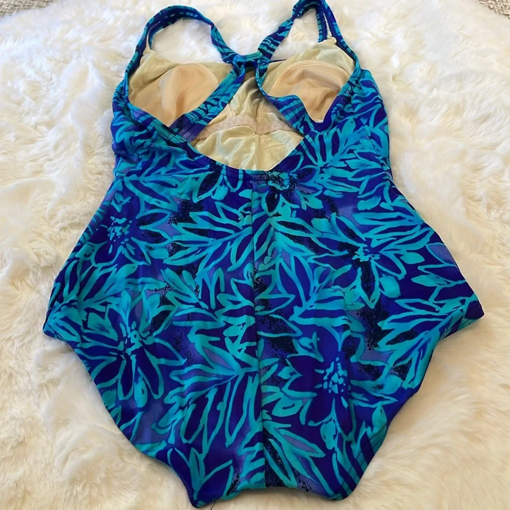 Speedo One-Piece Swimsuit 12 - Blue and Teal Floral